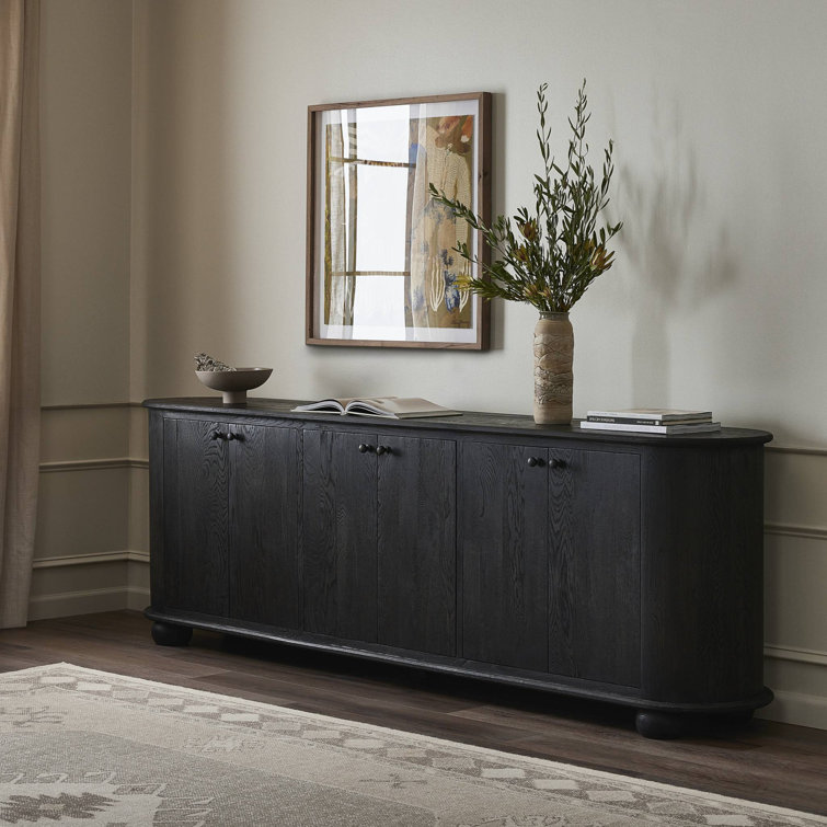 Makai 98'' Black Oak Sideboard with Rounded Edges