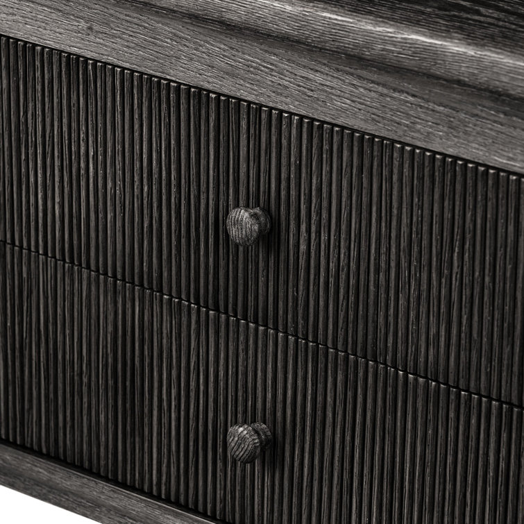 Distressed Black Oak Sideboard with Reeded Details