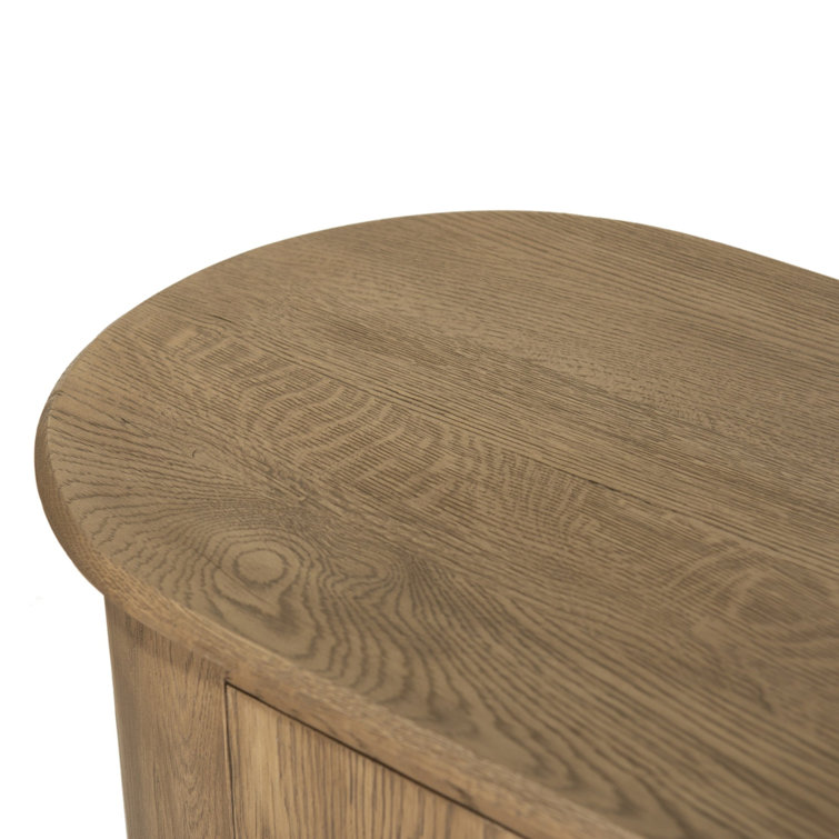 Light Wash Oak 98'' Modern Sideboard with Rounded Edges