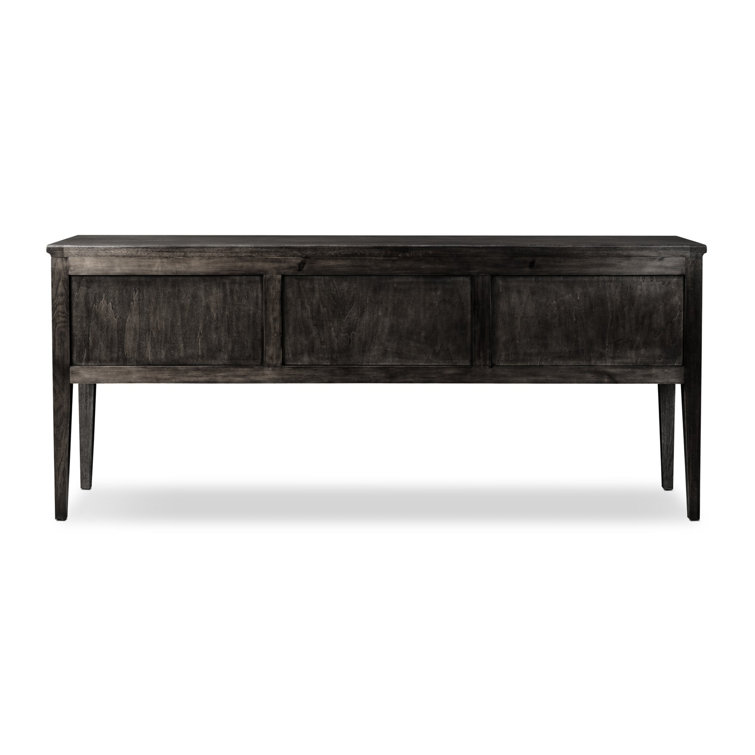 Distressed Black Oak Sideboard with Reeded Details