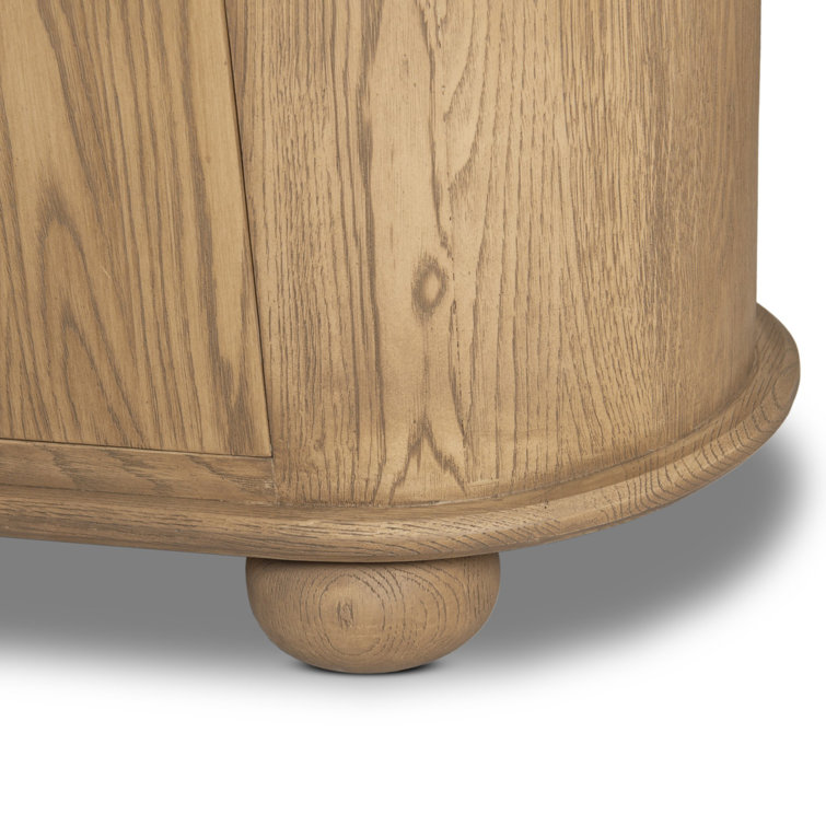 Light Wash Oak 98'' Modern Sideboard with Rounded Edges