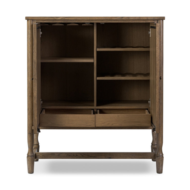 Weathered Oak 48" Bar Cabinet with Reversible Shelves