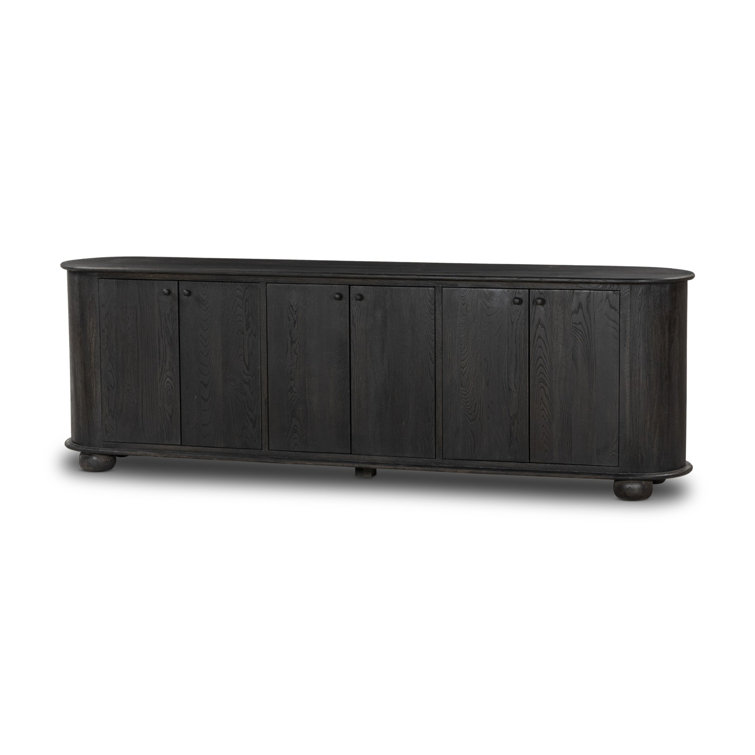 Makai 98'' Black Oak Sideboard with Rounded Edges