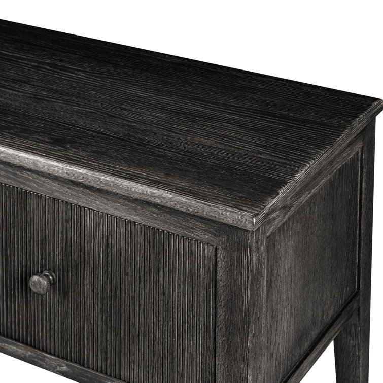 Distressed Black Oak Sideboard with Reeded Details