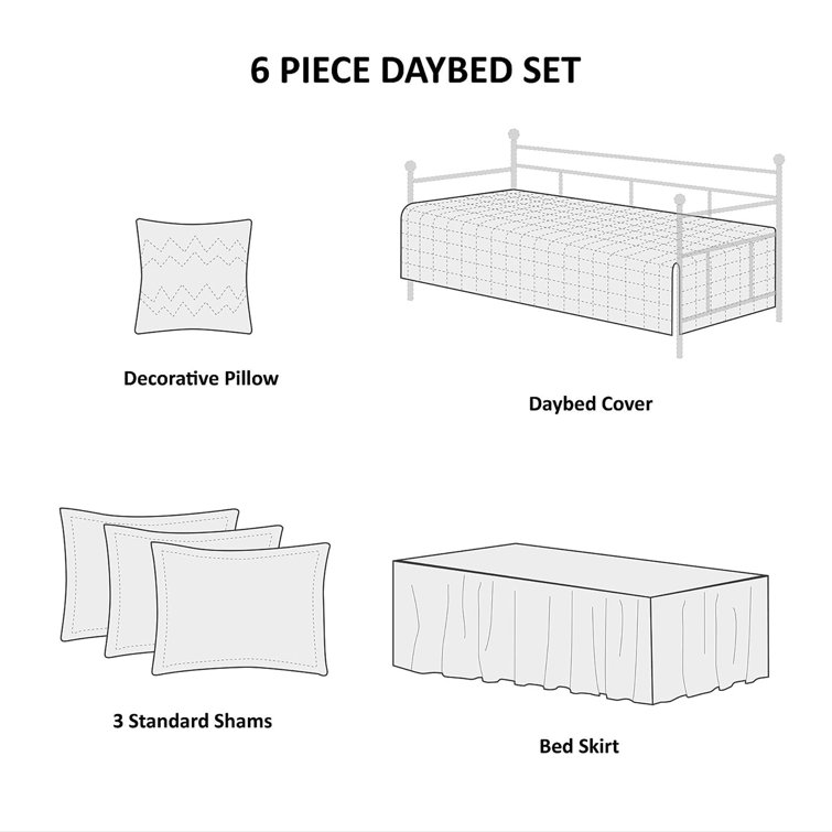 Bellamy Gray Microfiber Reversible Daybed Quilt Set