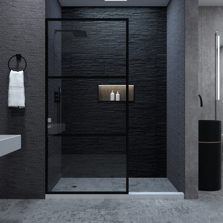 Matte Black Framed Clear Tempered Glass Shower Screen