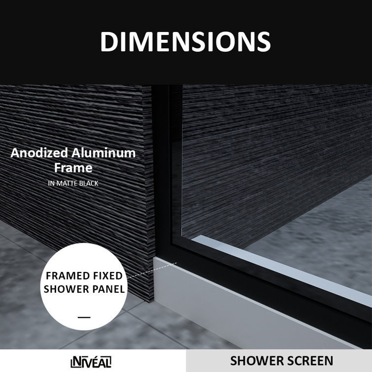 Matte Black Framed Clear Tempered Glass Shower Screen
