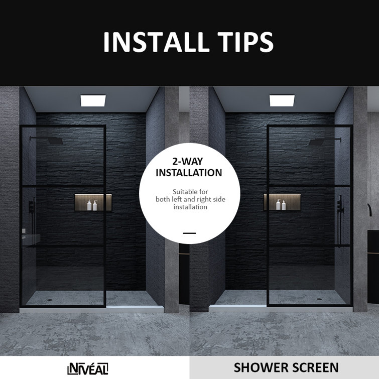Matte Black Framed Clear Tempered Glass Shower Screen