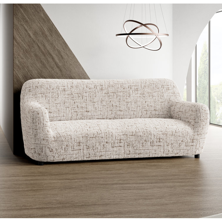 Rustic White Stretch Polyester Sofa Slipcover