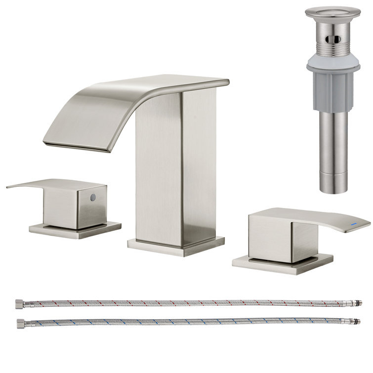 8-Inch Brushed Nickel Double Handle Waterfall Bathroom Faucet