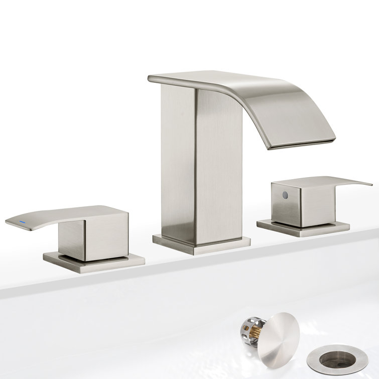 8-Inch Brushed Nickel Double Handle Waterfall Bathroom Faucet