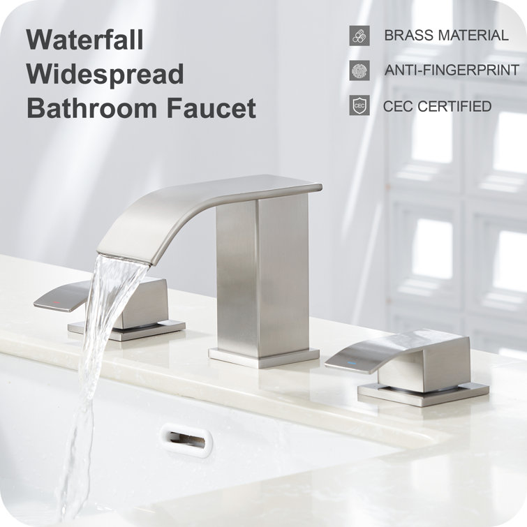 8-Inch Brushed Nickel Double Handle Waterfall Bathroom Faucet