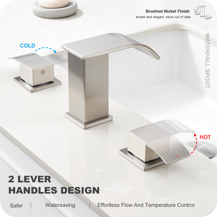 8-Inch Brushed Nickel Double Handle Waterfall Bathroom Faucet