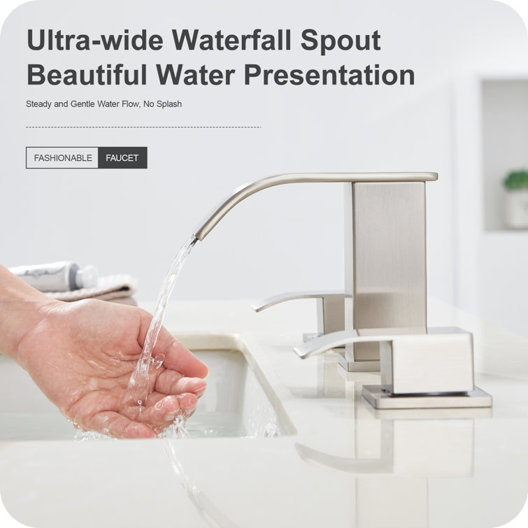 8-Inch Brushed Nickel Double Handle Waterfall Bathroom Faucet