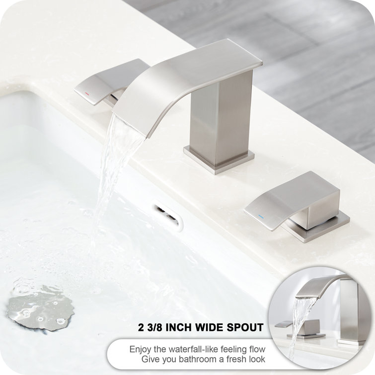 8-Inch Brushed Nickel Double Handle Waterfall Bathroom Faucet
