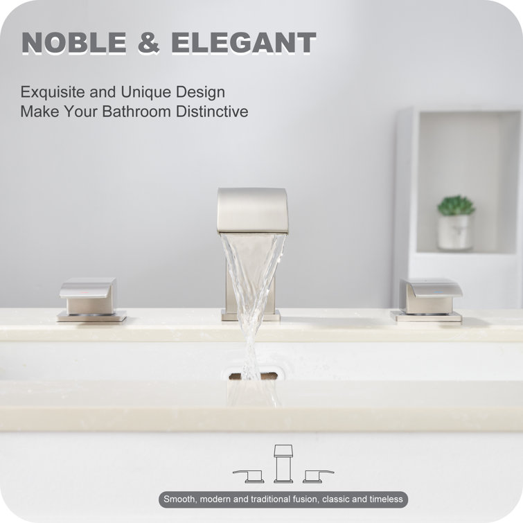 8-Inch Brushed Nickel Double Handle Waterfall Bathroom Faucet