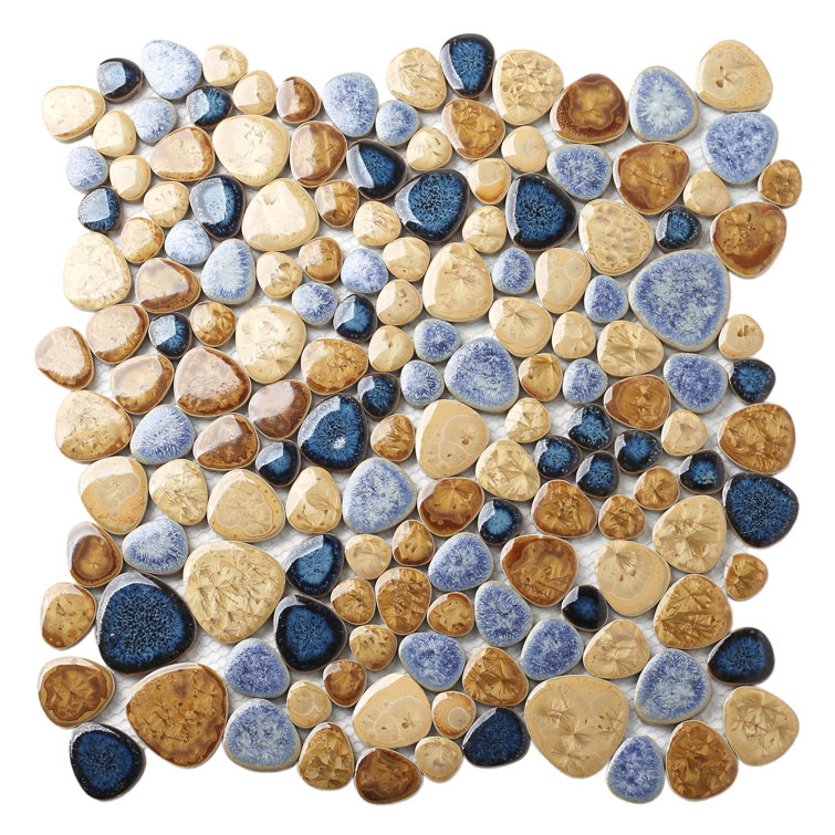 12'' x 12'' Glazed Porcelain Pebble Mosaic Tile Sheet