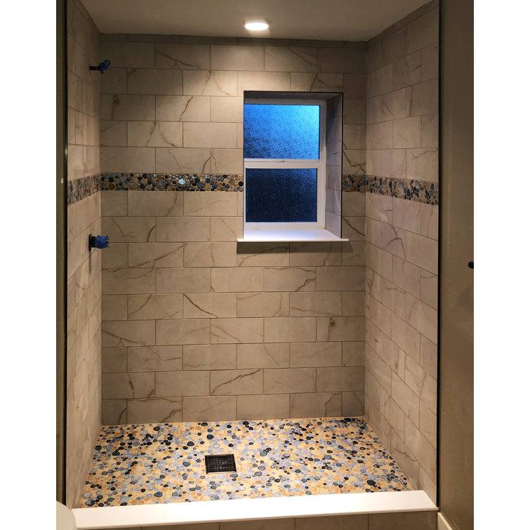 12'' x 12'' Glazed Porcelain Pebble Mosaic Tile Sheet