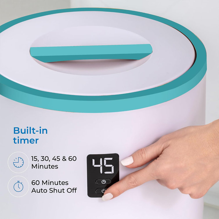 SereneLife White and Blue Bucket Towel Warmer with Timer