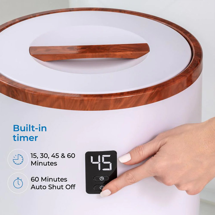 White and Brown Electric Towel Warmer with Timer and LED Display