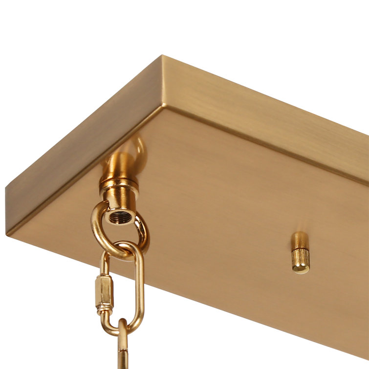 Gold and Clear Glass 5-Light Linear Island Pendant