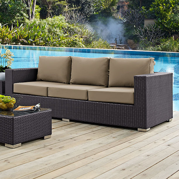 Espresso Mocha Wicker Rattan Outdoor Sectional Sofa