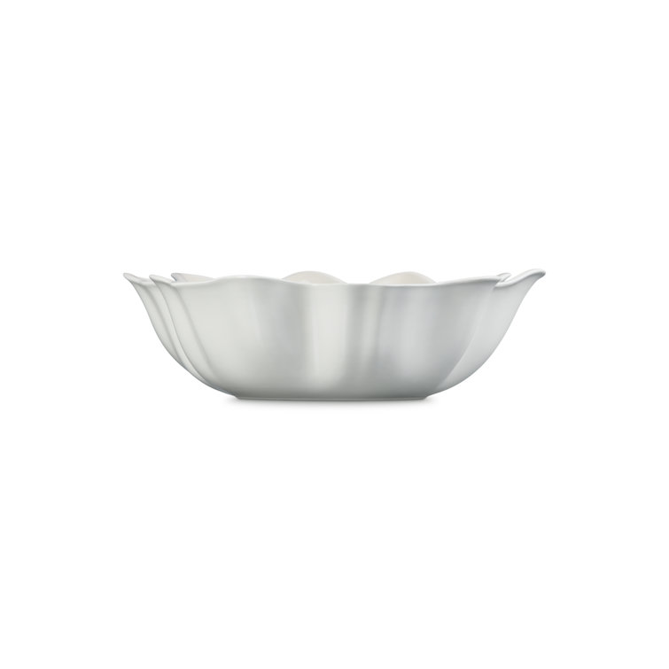 Meringue White Ceramic 15" Petal Serving Bowl