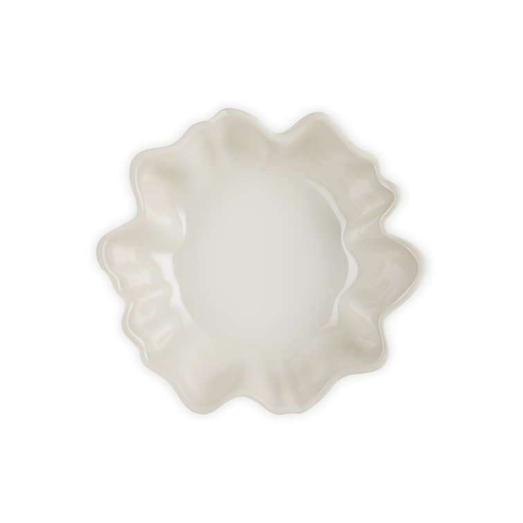 Meringue White Ceramic 15" Petal Serving Bowl