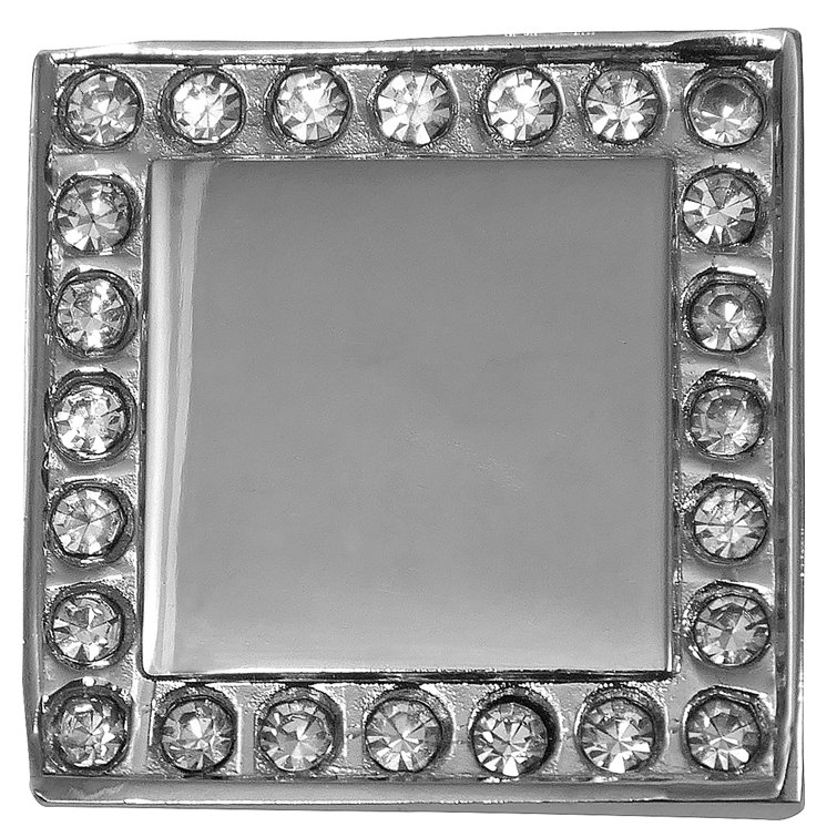 Bellagio Polished Chrome Square Knob with Crystal Accents