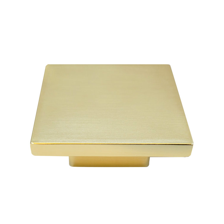 Metro Satin Brass Square Cabinet Knob with Mounting Hardware