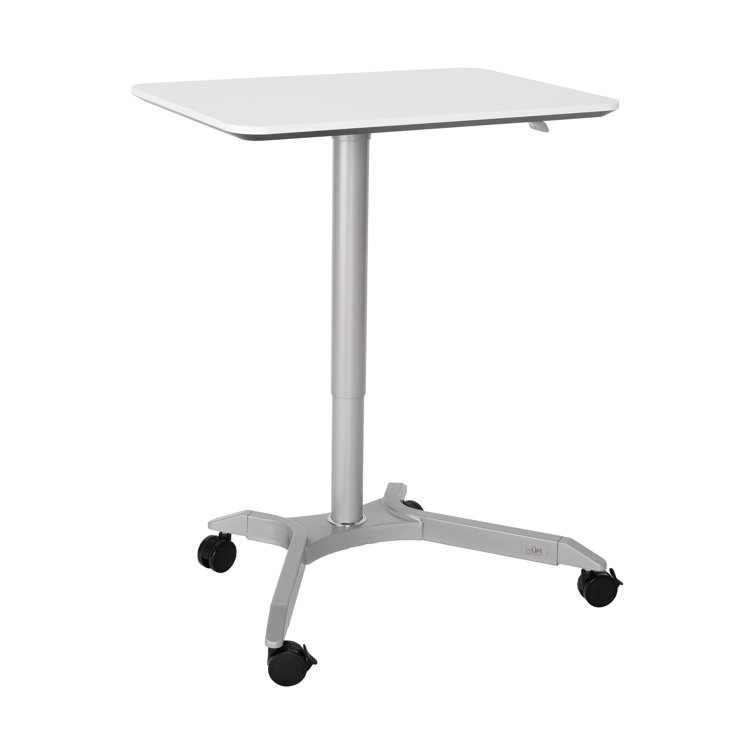 AirLift XL 28" White Pneumatic Adjustable Sit-Stand Mobile Desk