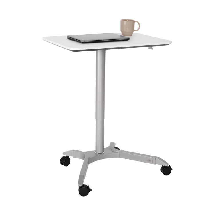 AirLift XL 28" White Pneumatic Adjustable Sit-Stand Mobile Desk