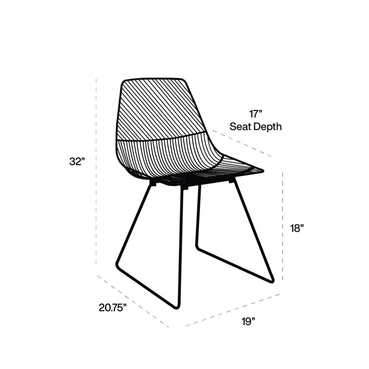 Ethel 32" Minimalistic White Wire Dining Chair