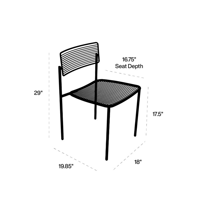 Peacock Blue Iron Stackable Side Chair for Indoor/Outdoor