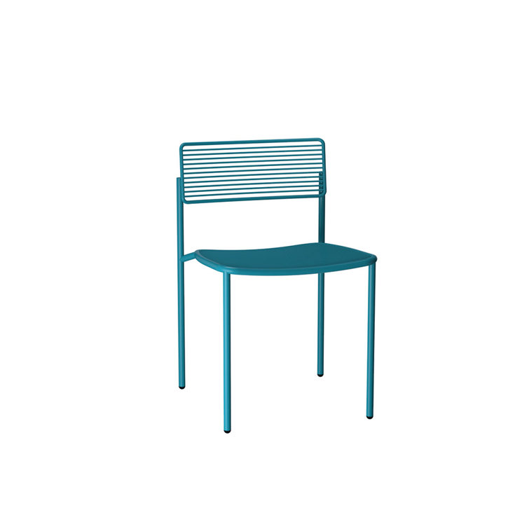 Peacock Blue Iron Stackable Side Chair for Indoor/Outdoor