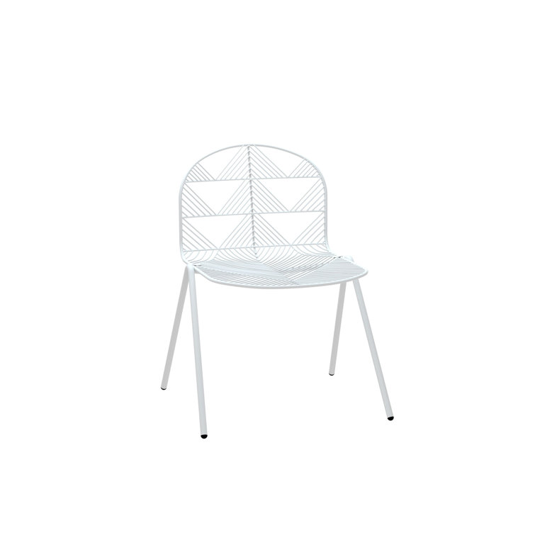 Galvanized Iron White Windsor Back Stacking Side Chair
