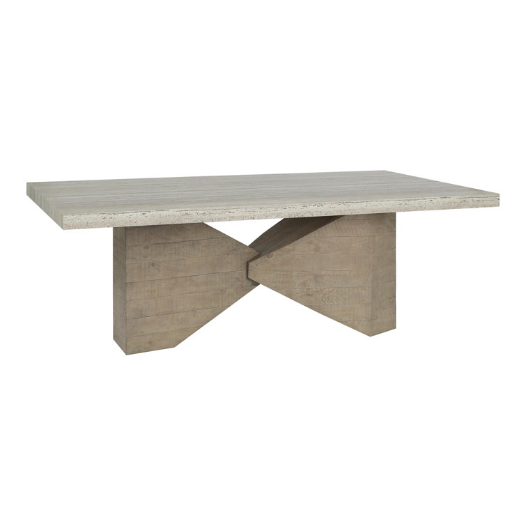 Ravenna 84" Natural Reclaimed Wood and Marble Dining Table