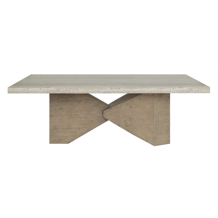 Ravenna 84" Natural Reclaimed Wood and Marble Dining Table