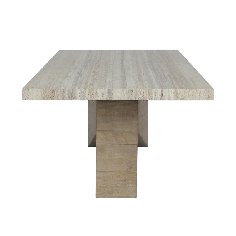 Ravenna 84" Natural Reclaimed Wood and Marble Dining Table