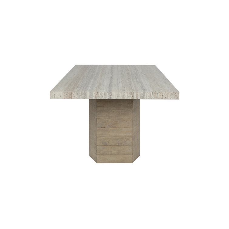 Ravenna 84" Natural Reclaimed Wood and Marble Dining Table