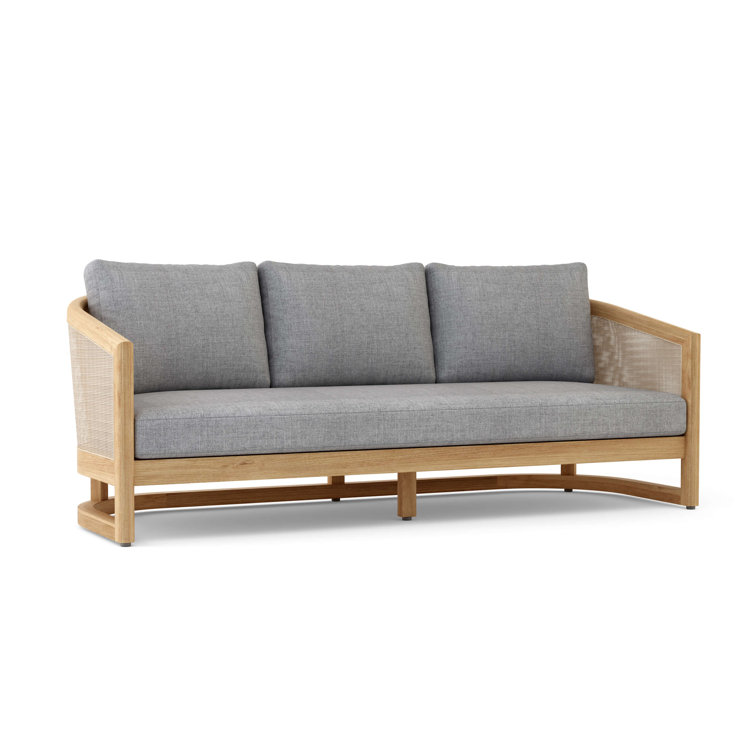 Natural Teak and Rattan 4-Piece Outdoor Seating Set