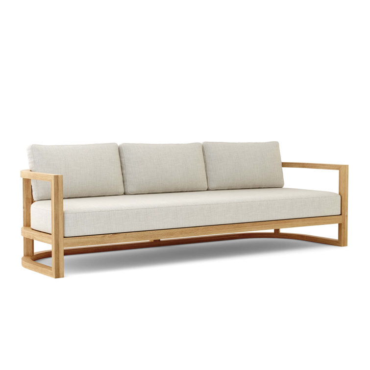 Junus Natural Teak Outdoor 4-Piece Conversation Set with Cushions