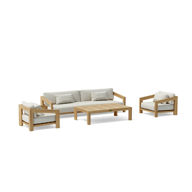 Smyrna Natural Teak 4-Piece Outdoor Conversation Set