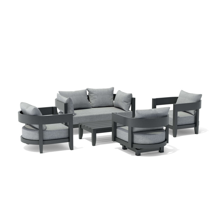 Coronado Dark Grey Aluminum 5-Piece Outdoor Seating Set