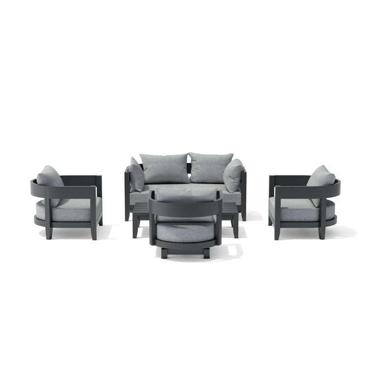 Coronado Dark Grey Aluminum 5-Piece Outdoor Seating Set