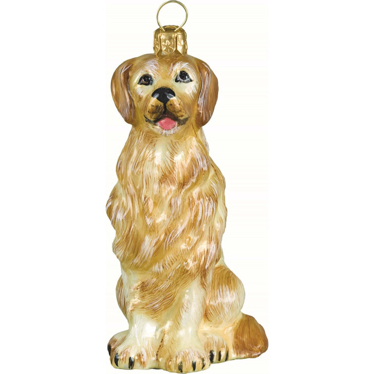 Handcrafted Golden Retriever Glass Christmas Ornament Set