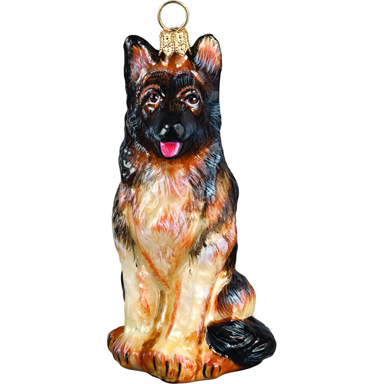 Handcrafted German Shepherd Glass Ornament Figurine