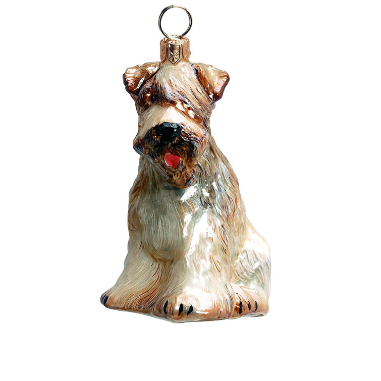 Handcrafted European Glass Soft Coated Terrier Ornament