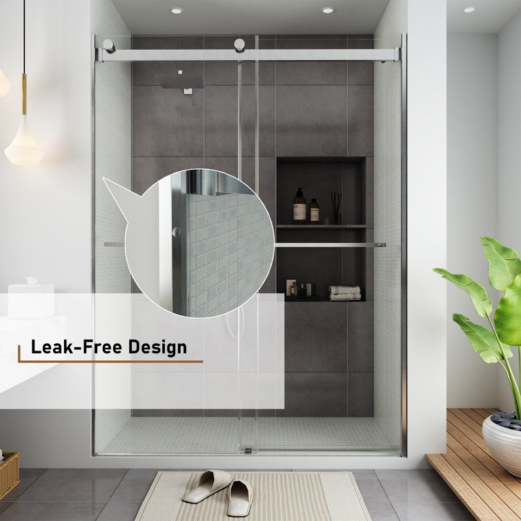 60" W x 76" H Frameless Double Sliding Glass Shower Door