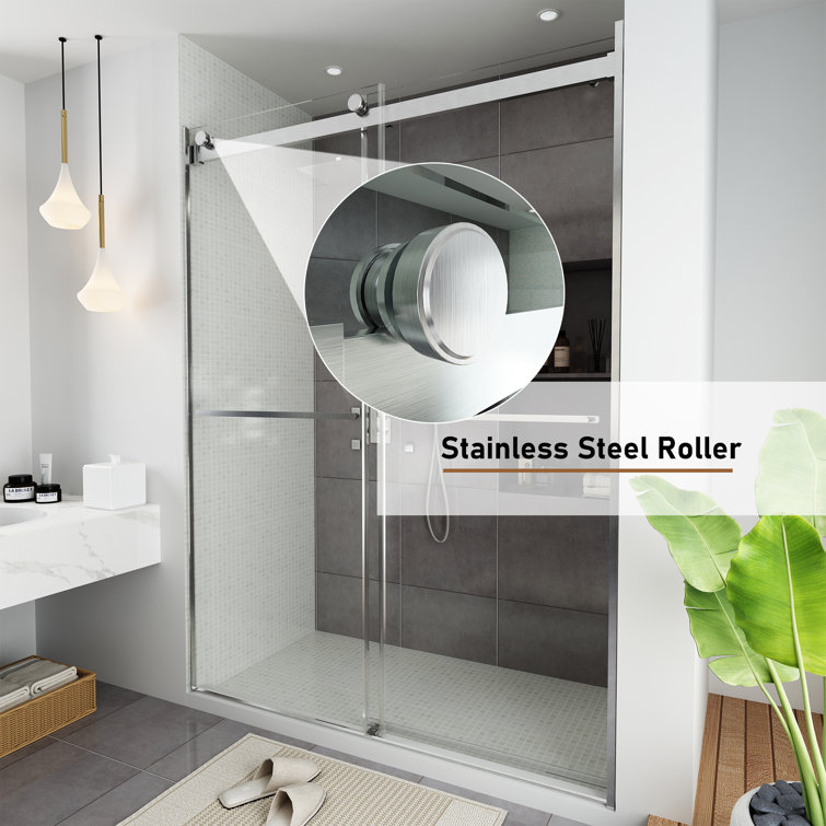 60" W x 76" H Frameless Double Sliding Glass Shower Door